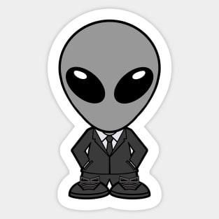 Gray Alien In Dark Business Suit Sticker
